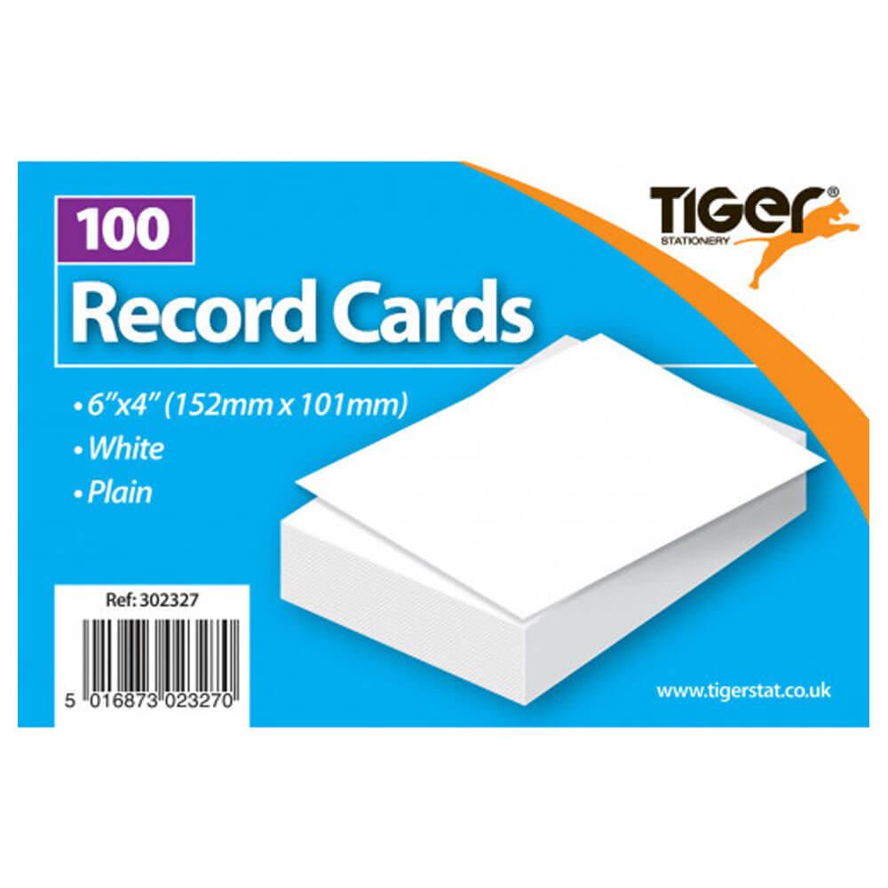 Tiger 6 by 4 Inch Plain Record Cards Pack of 100
